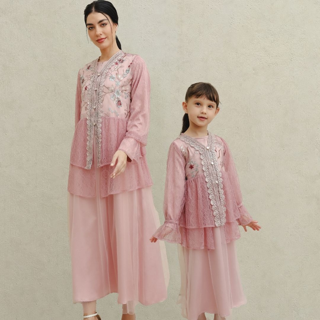 ZIEL KIDS - Ghaida Dress Gamis Raya Terusan Silk Premium Couple Mom & Girl