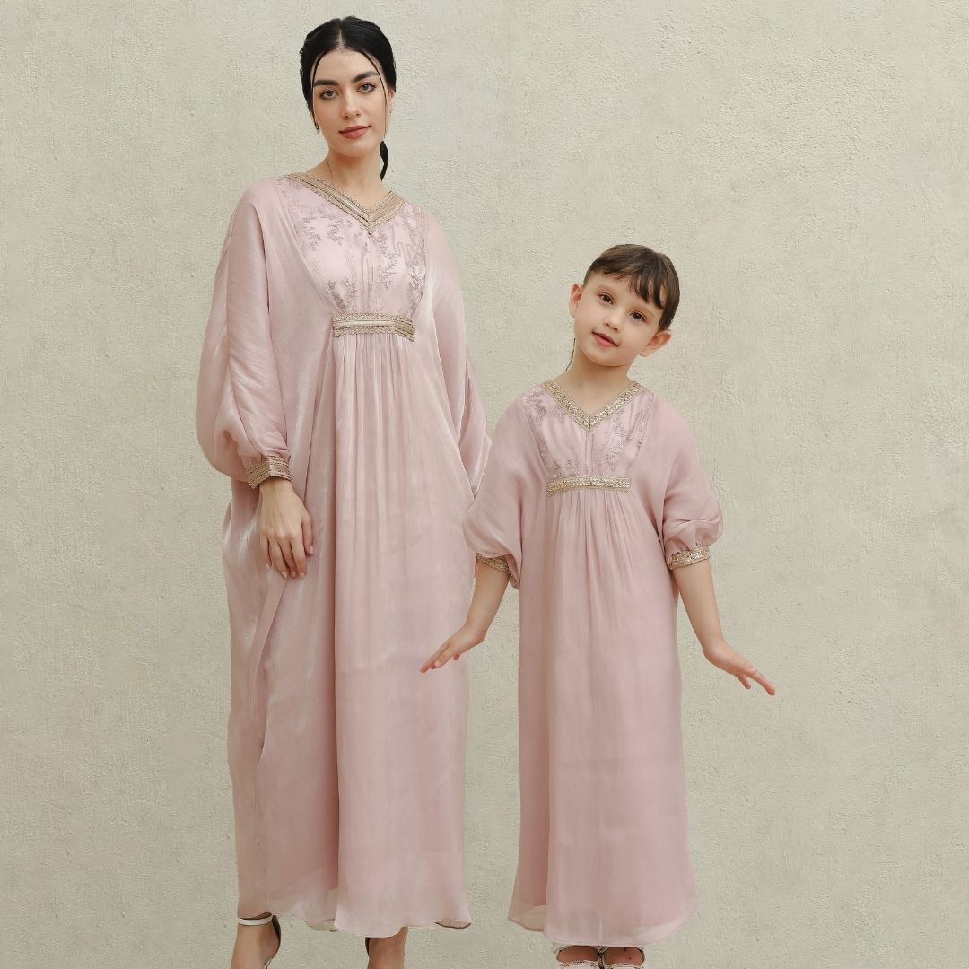 ZIEL KIDS - Zarina Dress Gamis Raya Terusan Satin Premium Couple Mom & Girl