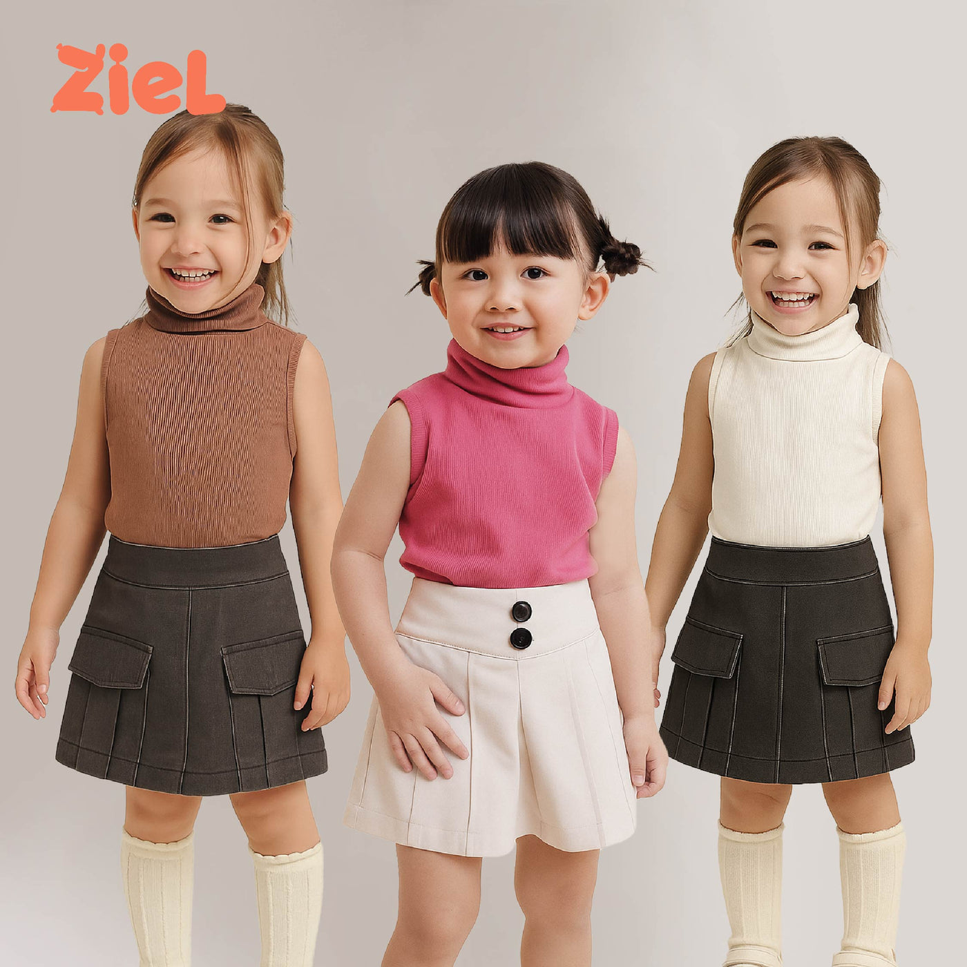 ZIEL KIDS Caca Top Baju Anak Perempuan Kaos Turtle Neck Rib Cotton Premium