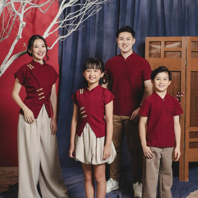 ⁠ZIEL KIDS - Aihan Set | CNY 2026 | Setelan Cheongsam Qipao Semiwool Premium | Couple Mom & Girl