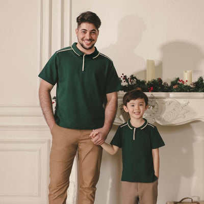 ZIEL KIDS - Alder Top Polo Shirt Atasan Katun Premium Couple Dad & Boy