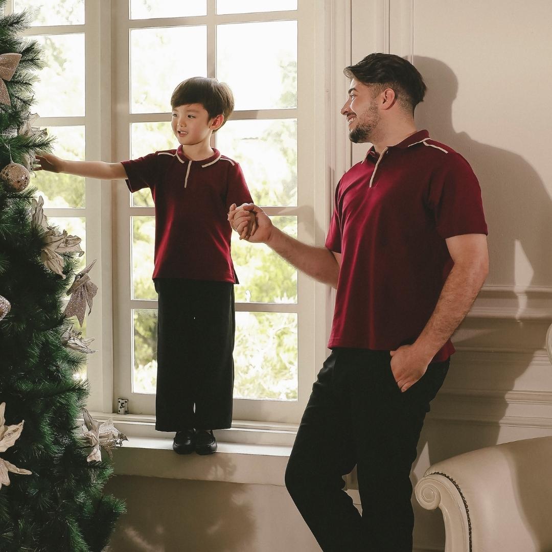 ZIEL KIDS - Alder Top Polo Shirt Atasan Katun Premium Couple Dad & Boy