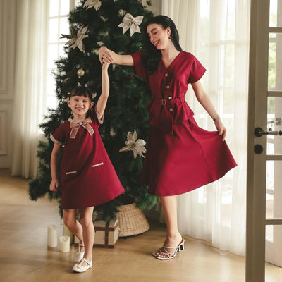 ZIEL KIDS - Carla Set & Dress Terusan Semiwool Premium Couple Mom & Girl
