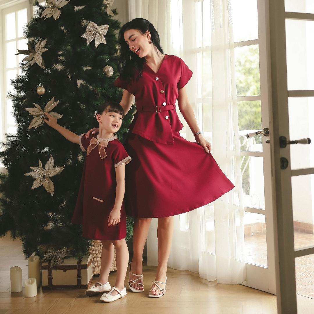 ZIEL KIDS - Carla Set & Dress Terusan Semiwool Premium Couple Mom & Girl