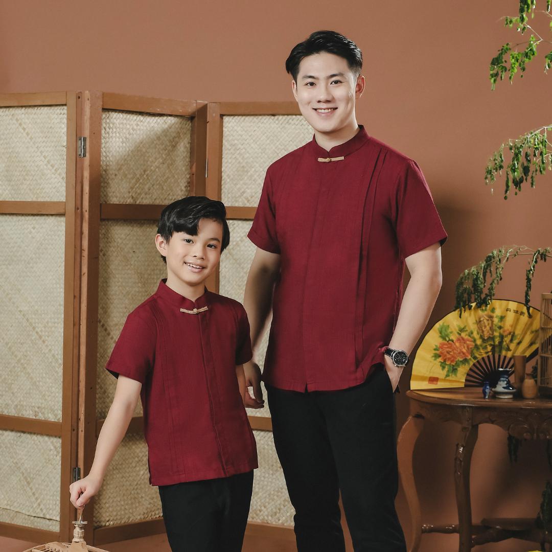 ⁠ZIEL KIDS - Chenle Cheongsam | CNY 2026 | Atasan Qipao Cotton Premium | Couple  Dad & Boy