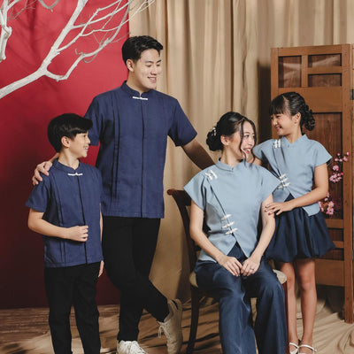 ⁠ZIEL KIDS - Chenle Cheongsam | CNY 2026 | Atasan Qipao Cotton Premium | Couple  Dad & Boy