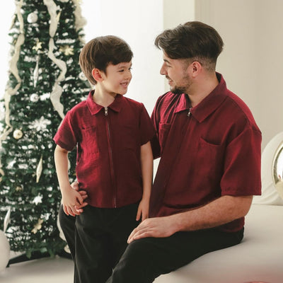 ZIEL KIDS - Cosmo Top Atasan Linen Crincle Premium Couple Dad & Boy