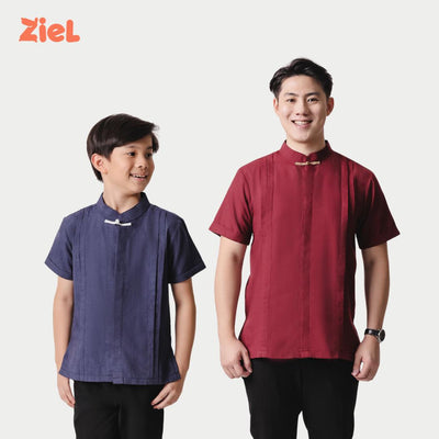 ⁠ZIEL KIDS - Chenle Cheongsam | CNY 2026 | Atasan Qipao Cotton Premium | Couple  Dad & Boy