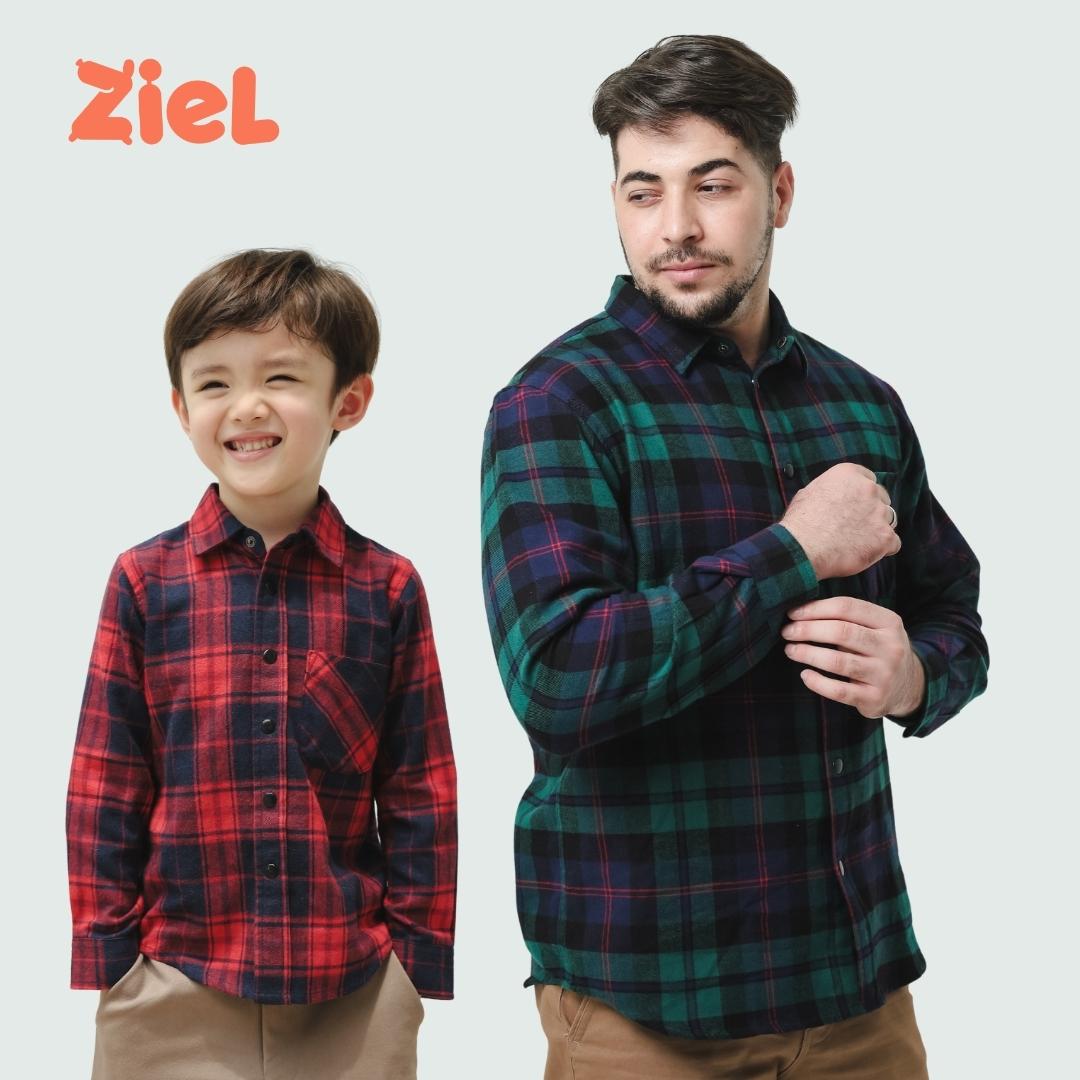 ZIEL KIDS - Clement Top Kemeja Flannel Premium Couple Dad & Boy