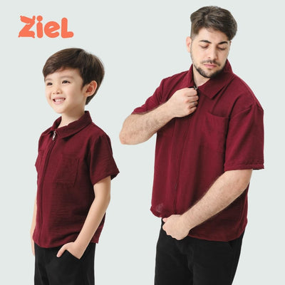 ZIEL KIDS - Cosmo Top Atasan Linen Crincle Premium Couple Dad & Boy