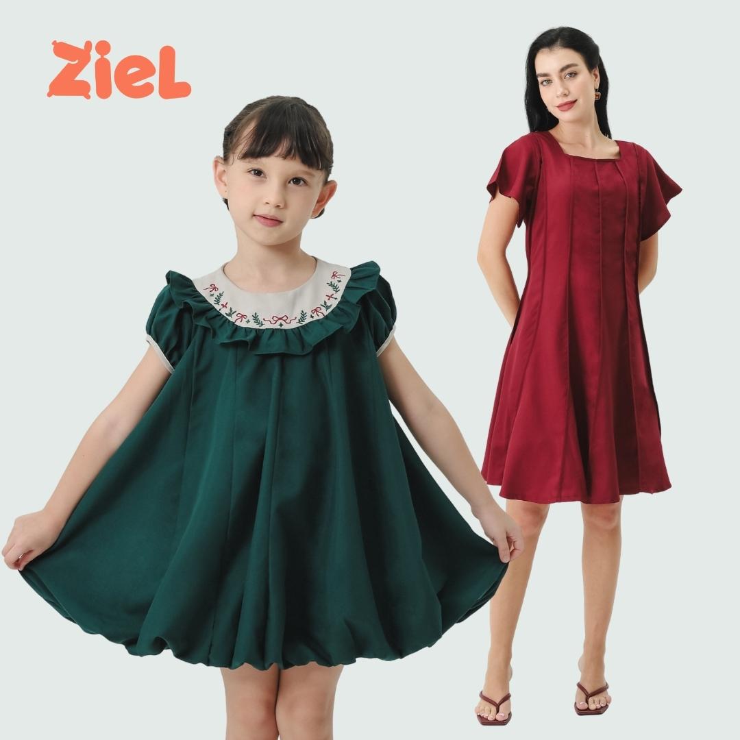 ZIEL KIDS - Polaris Dress Terusan Katun Premium Couple Mom & Girl