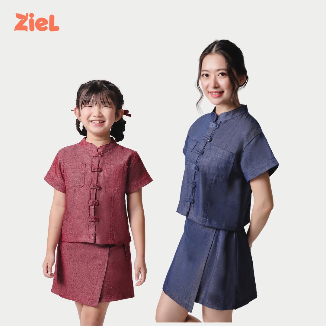⁠ZIEL KIDS - Yuan Set | CNY 2026 | Setelan Cheongsam Qipao Denim Cotton Premium | Couple Mom & Girl