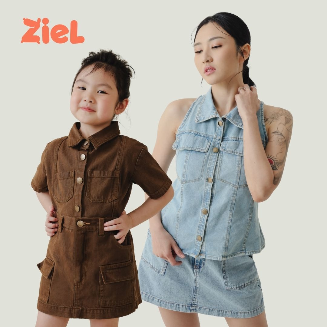 ZIEL x VERENA - Shinobu Skort Bawahan Denim Premium Couple Mom & Girl