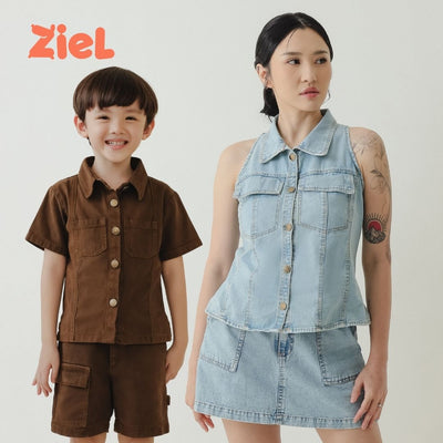 ZIEL x VERENA - Shinobu Top Atasan Denim Premium Couple Mom & Kids