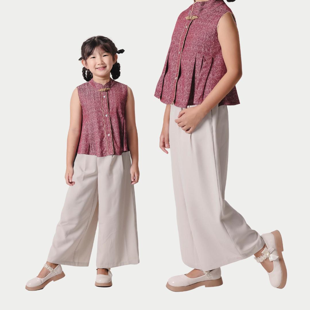 ZIEL KIDS - Jiwo Set | CNY 2026 | Setelan Cheongsam Qipao Rayon Semiwool Premium | Couple Mom & Girl