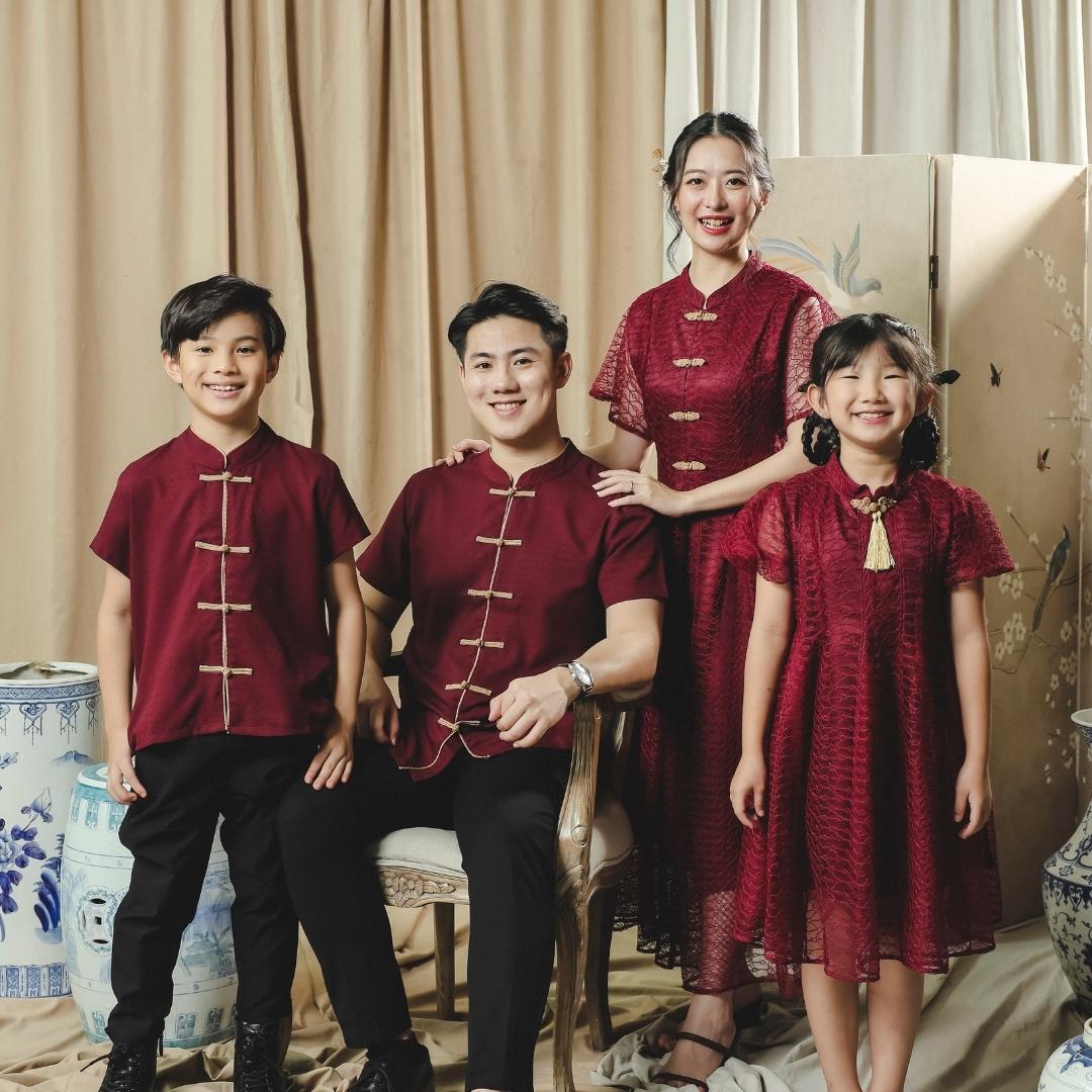 ⁠ZIEL KIDS - Leizu Dress | CNY 2026 | Terusan Cheongsam Qipao Lace Premium | Couple Mom & Girl