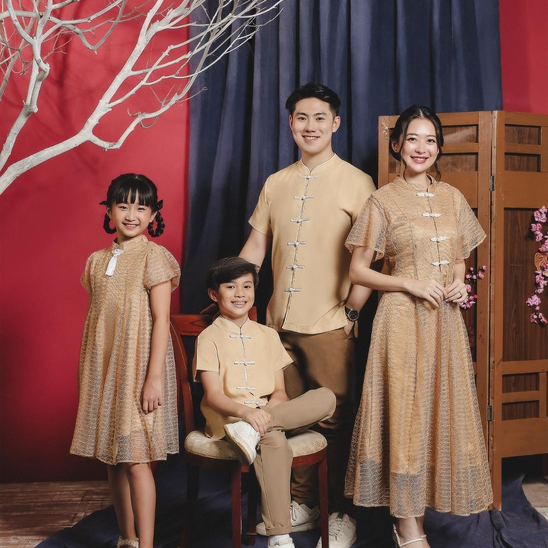 ⁠ZIEL KIDS - Leizu Dress | CNY 2026 | Terusan Cheongsam Qipao Lace Premium | Couple Mom & Girl