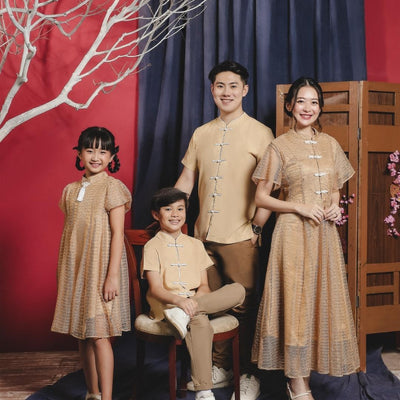 ⁠ZIEL KIDS - Leizu Dress | CNY 2026 | Terusan Cheongsam Qipao Lace Premium | Couple Mom & Girl