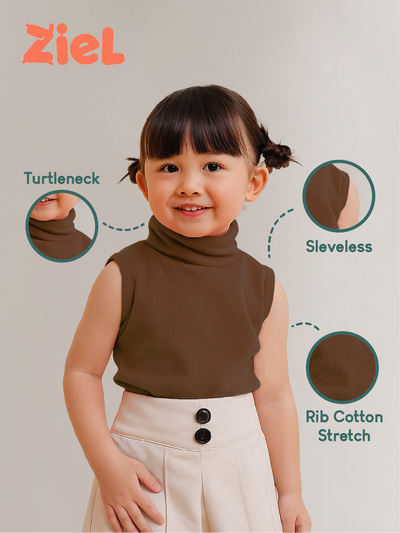 ZIEL KIDS Caca Top Baju Anak Perempuan Kaos Turtle Neck Rib Cotton Premium