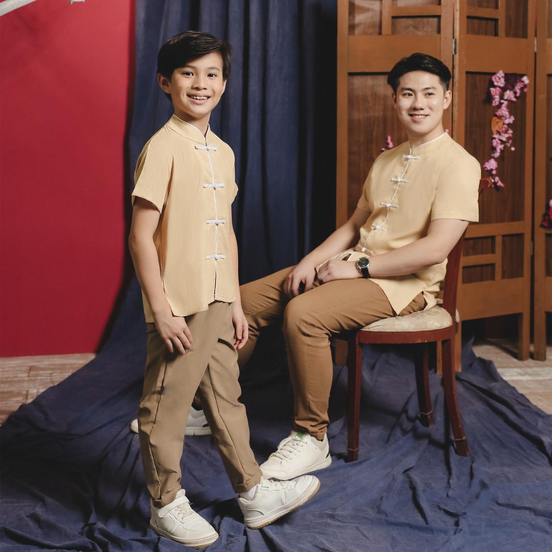 ⁠ZIEL KIDS - Renjun Cheongsam | CNY 2026 | Atasan Qipao Jacquard Premium | Couple Dad & Boy
