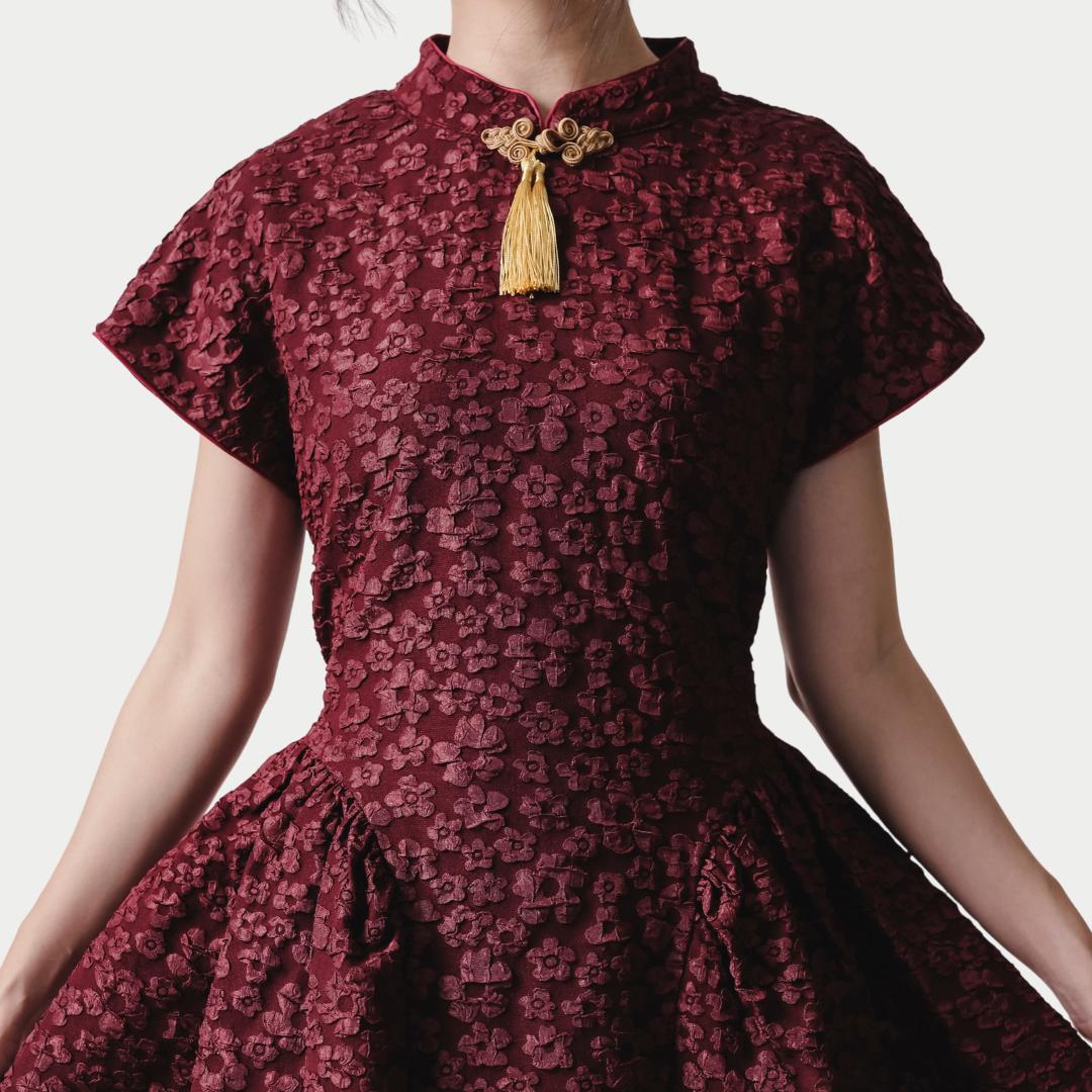 ⁠ZIEL KIDS - Rong Dress | CNY 2026 | Terusan Cheongsam Qipao  jacquard  Premium | Couple Mom & Girl