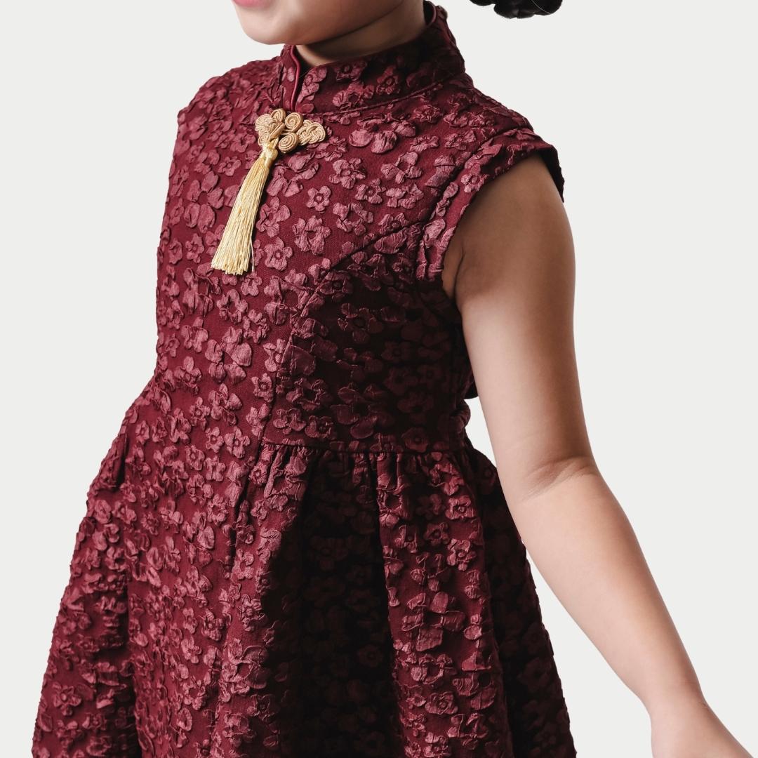 ⁠ZIEL KIDS - Rong Dress | CNY 2026 | Terusan Cheongsam Qipao  jacquard  Premium | Couple Mom & Girl