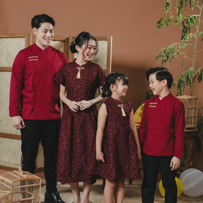 ⁠ZIEL KIDS - Rong Dress | CNY 2026 | Terusan Cheongsam Qipao  jacquard  Premium | Couple Mom & Girl