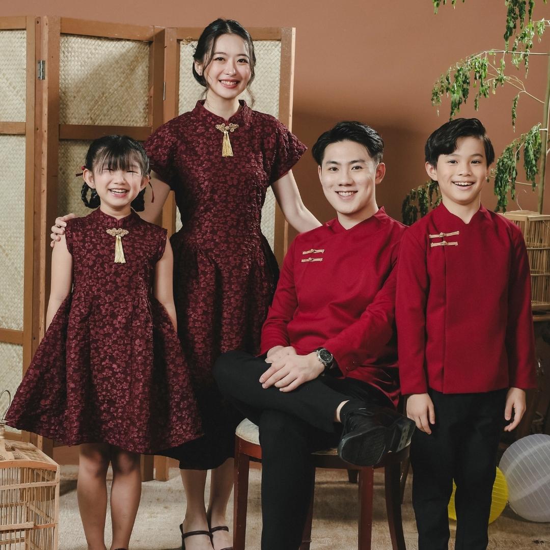 ⁠ZIEL KIDS - Rong Dress | CNY 2026 | Terusan Cheongsam Qipao  jacquard  Premium | Couple Mom & Girl