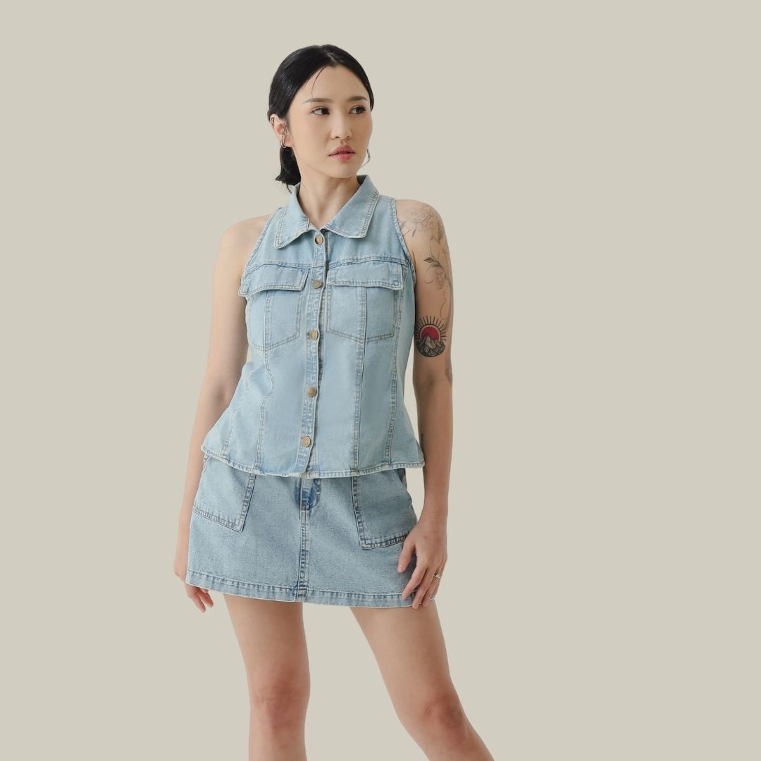 ZIEL x VERENA - Shinobu Skort Bawahan Denim Premium Couple Mom & Girl