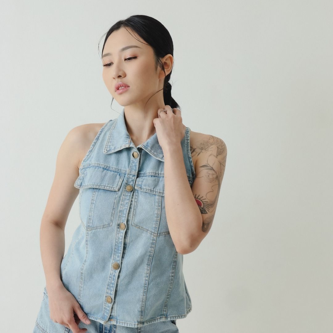 ZIEL x VERENA - Shinobu Top Atasan Denim Premium Couple Mom & Kids
