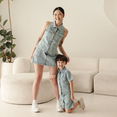 ZIEL x VERENA - Shinobu Top Atasan Denim Premium Couple Mom & Kids