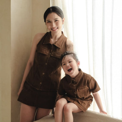 ZIEL x VERENA - Shinobu Top Atasan Denim Premium Couple Mom & Kids