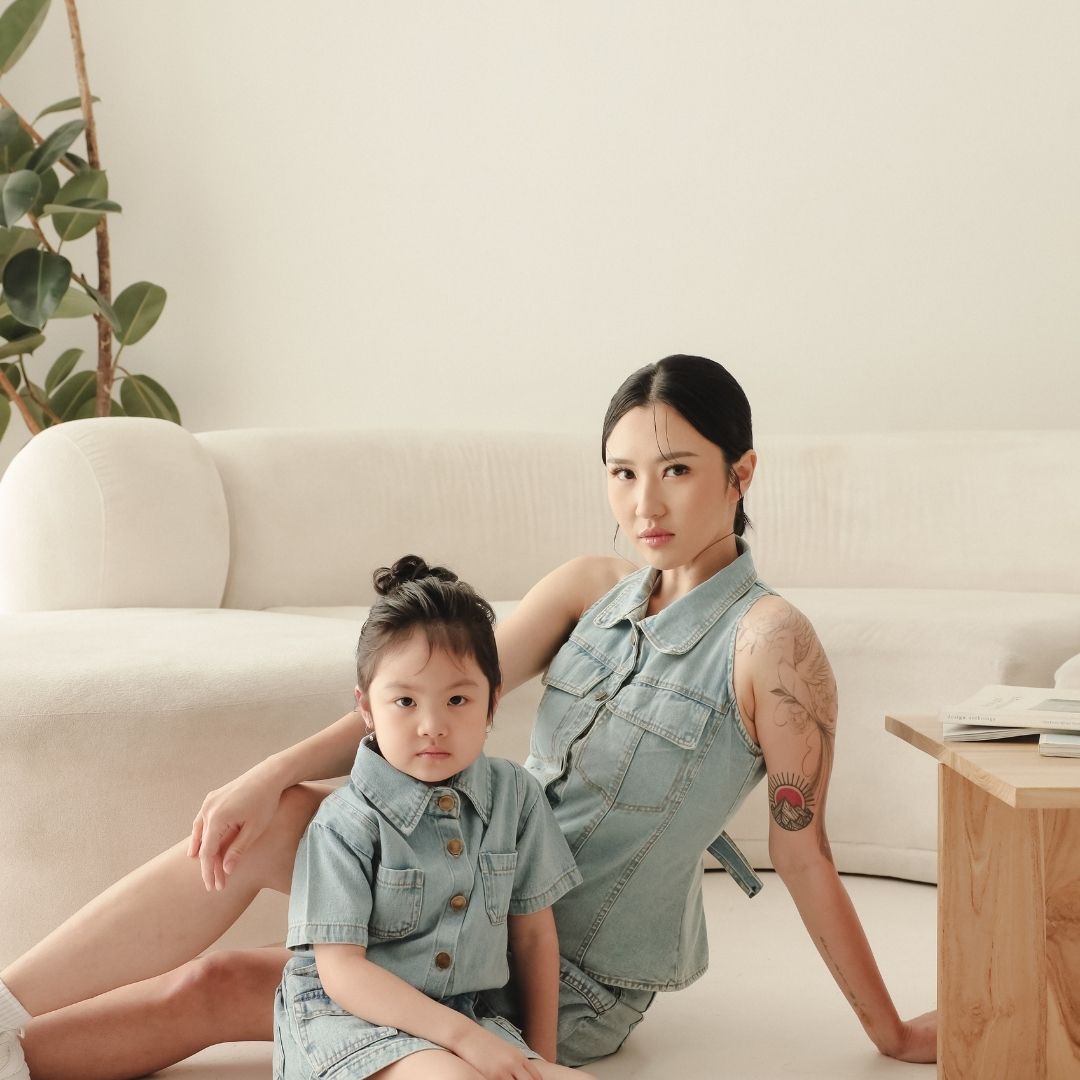 ZIEL x VERENA - Shinobu Top Atasan Denim Premium Couple Mom & Kids