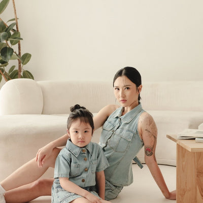 ZIEL x VERENA - Shinobu Top Atasan Denim Premium Couple Mom & Kids