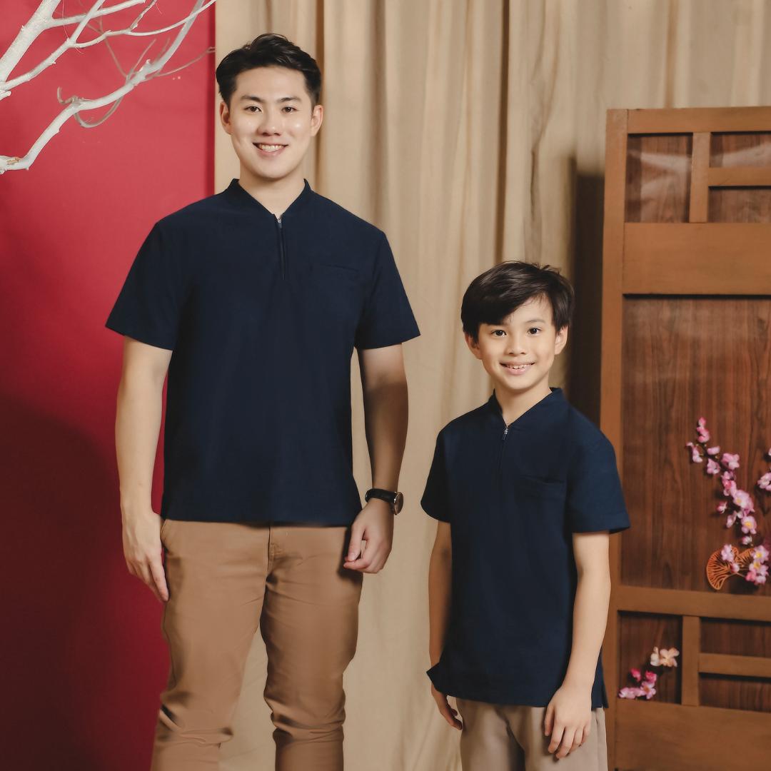 ⁠ZIEL KIDS - Taeho Top | CNY 2026 | Atasan Cheongsam Qipao Cotton Premium | Couple Dad & Boy