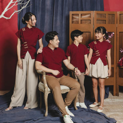 ⁠ZIEL KIDS - Taeho Top | CNY 2026 | Atasan Cheongsam Qipao Cotton Premium | Couple Dad & Boy