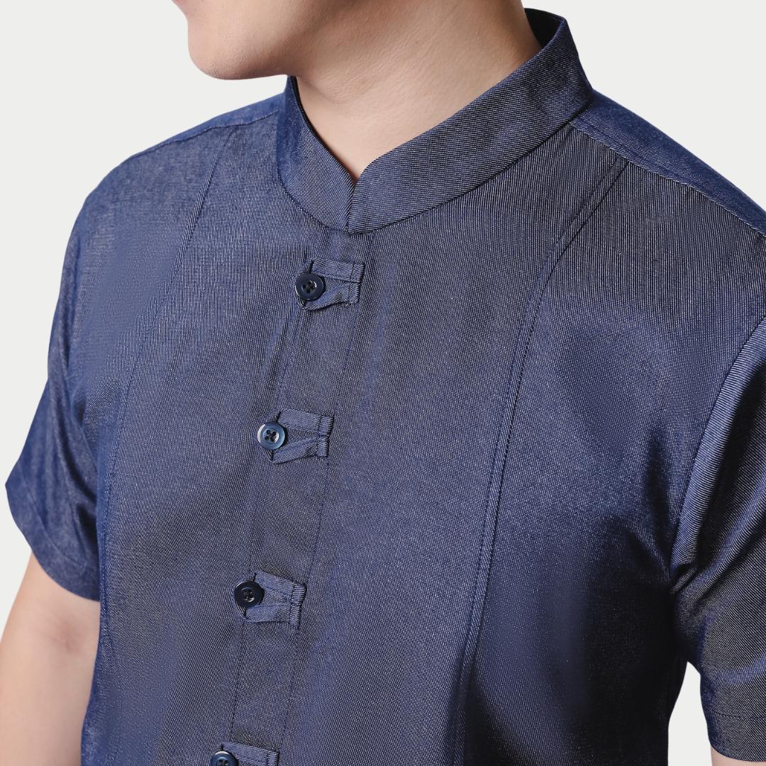 ⁠ZIEL KIDS - Han Cheongsam | CNY 2026 | Atasan Qipao Denim Cotton Premium | Couple Dad & Boy