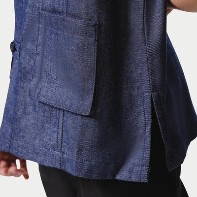 ⁠ZIEL KIDS - Han Cheongsam | CNY 2026 | Atasan Qipao Denim Cotton Premium | Couple Dad & Boy