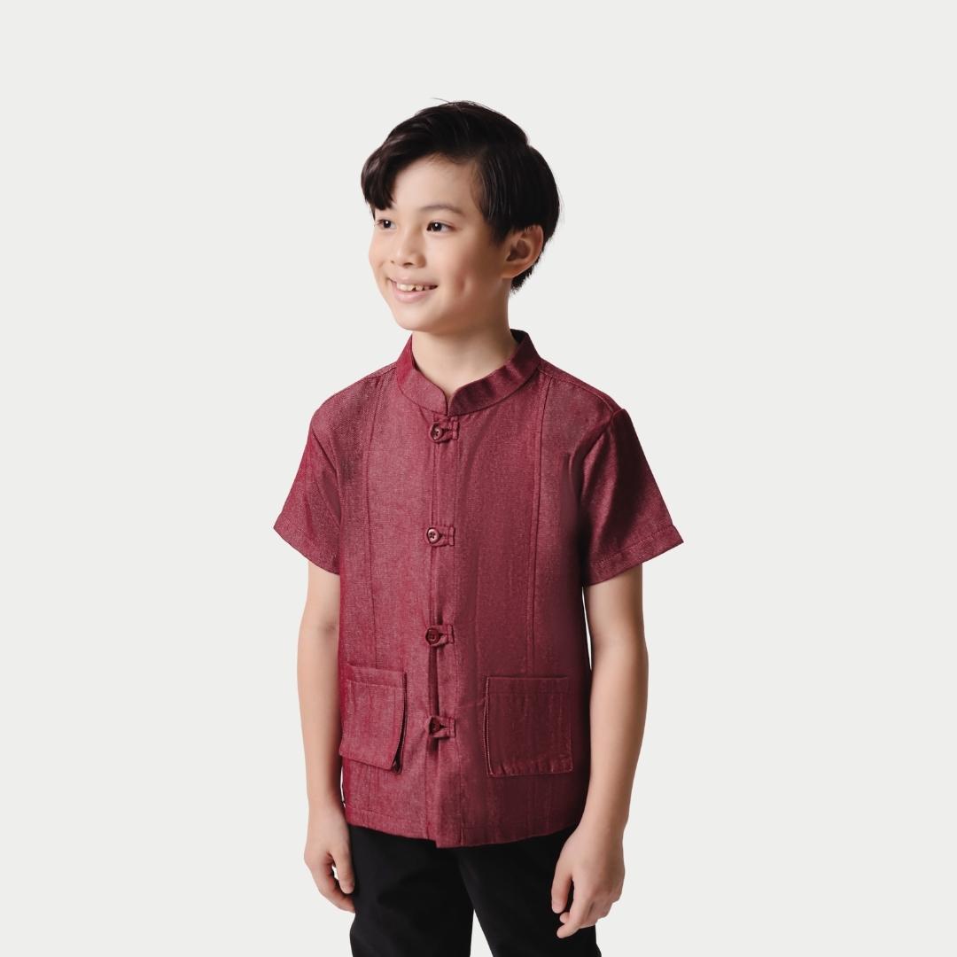 ⁠ZIEL KIDS - Han Cheongsam | CNY 2026 | Atasan Qipao Denim Cotton Premium | Couple Dad & Boy