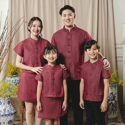 ⁠ZIEL KIDS - Han Cheongsam | CNY 2026 | Atasan Qipao Denim Cotton Premium | Couple Dad & Boy