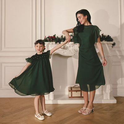 ZIEL KIDS - Stella Dress Terusan Chiffon Premium Couple Mom & Girl