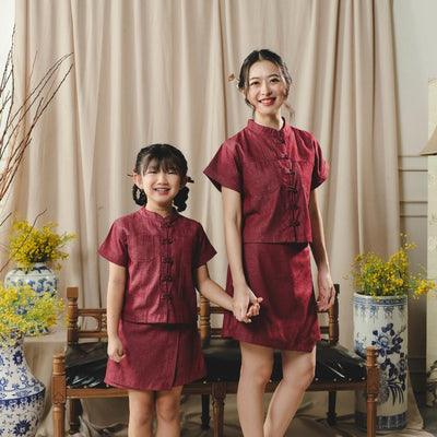 ⁠ZIEL KIDS - Yuan Set | CNY 2026 | Setelan Cheongsam Qipao Denim Cotton Premium | Couple Mom & Girl