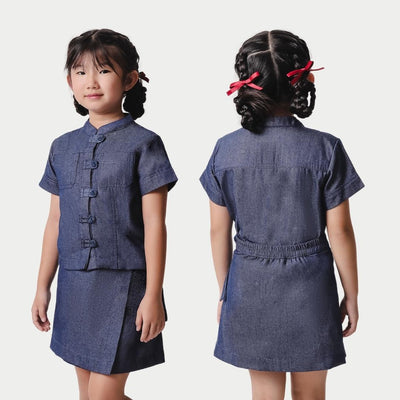 ⁠ZIEL KIDS - Yuan Set | CNY 2026 | Setelan Cheongsam Qipao Denim Cotton Premium | Couple Mom & Girl