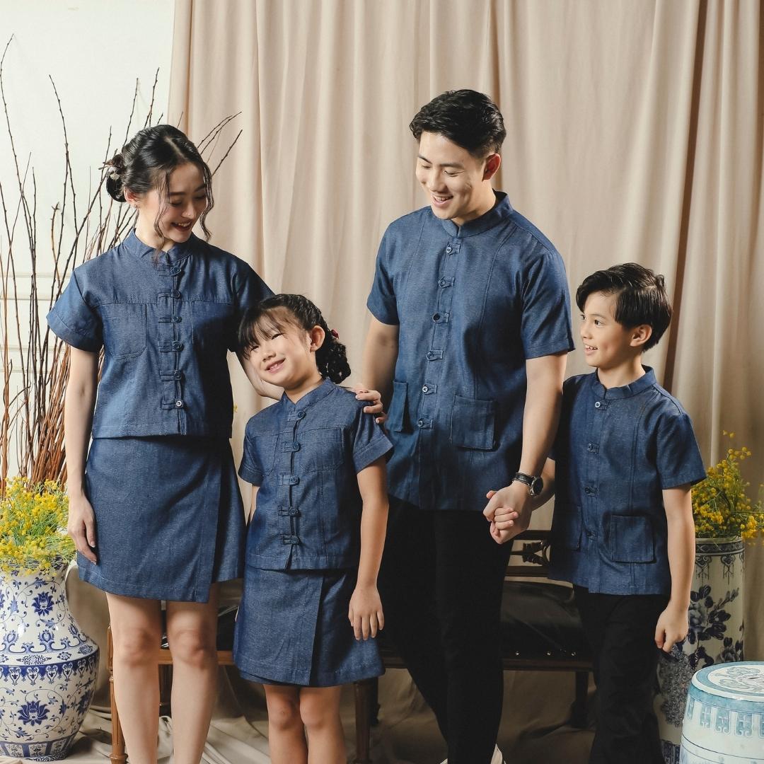 ⁠ZIEL KIDS - Yuan Set | CNY 2026 | Setelan Cheongsam Qipao Denim Cotton Premium | Couple Mom & Girl
