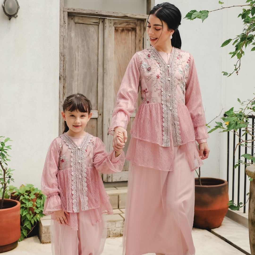 ZIEL KIDS - Ghaida Dress Gamis Raya Terusan Silk Premium Couple Mom & Girl