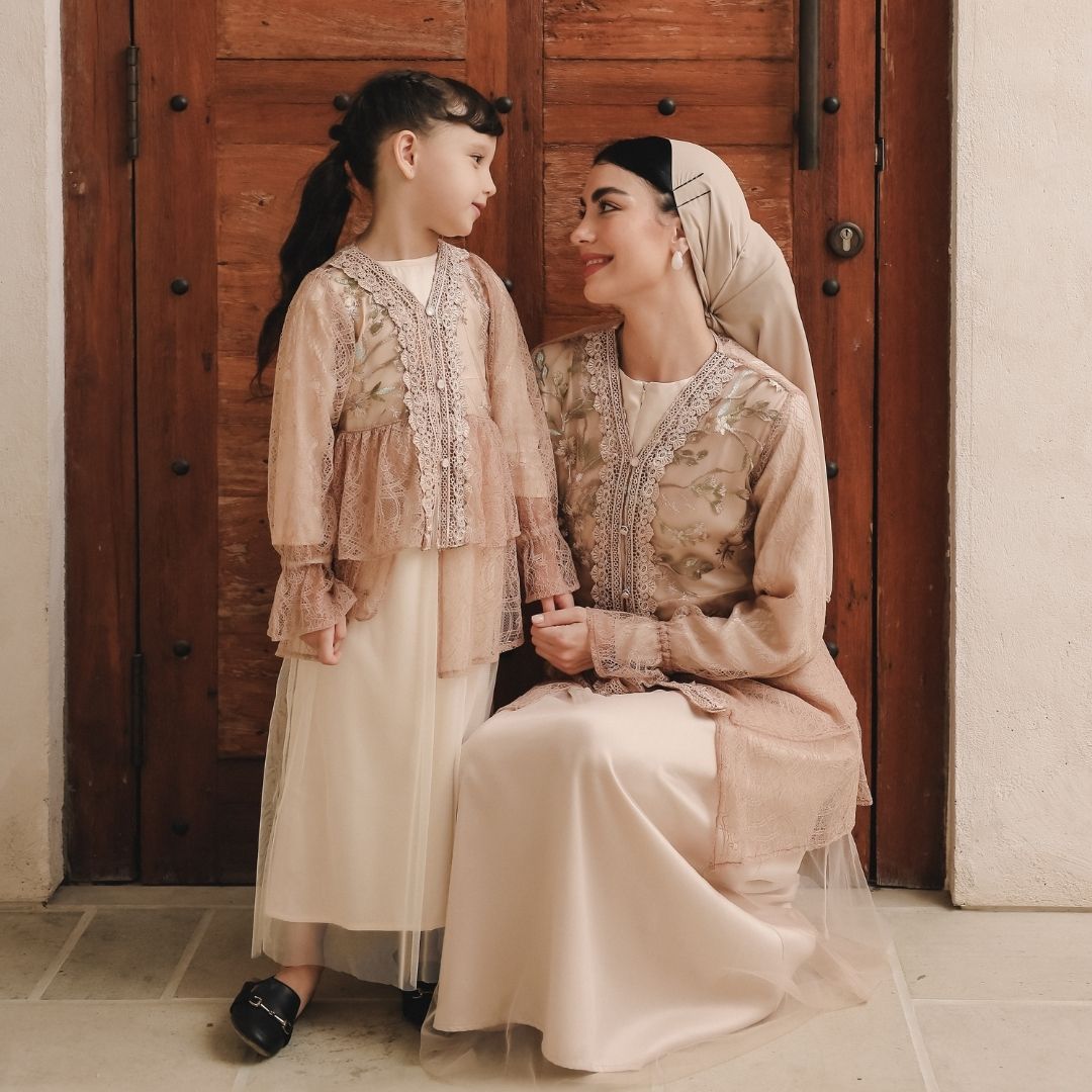 ZIEL KIDS - Ghaida Dress Gamis Raya Terusan Silk Premium Couple Mom & Girl