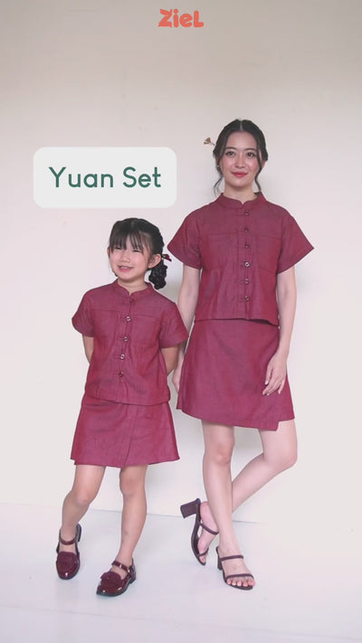 ⁠ZIEL KIDS - Yuan Set | CNY 2026 | Setelan Cheongsam Qipao Denim Cotton Premium | Couple Mom & Girl