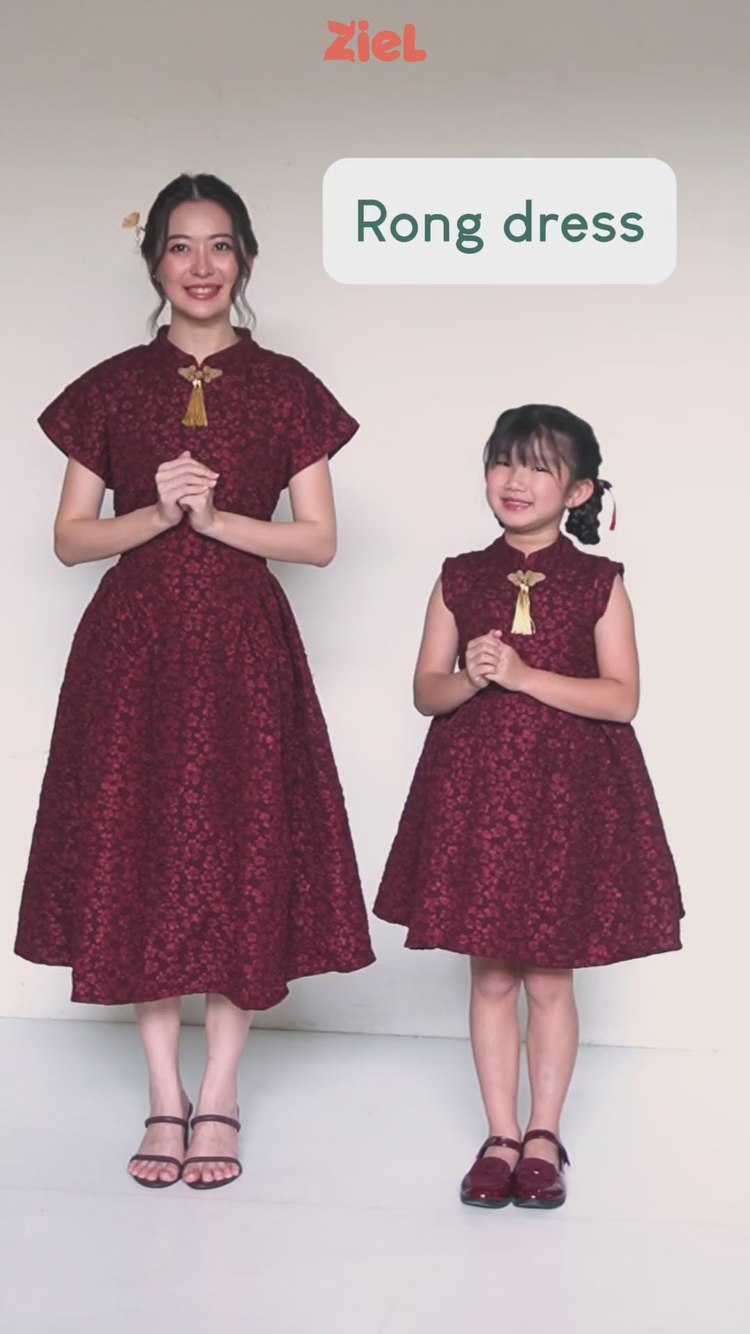 ⁠ZIEL KIDS - Rong Dress | CNY 2026 | Terusan Cheongsam Qipao  jacquard  Premium | Couple Mom & Girl