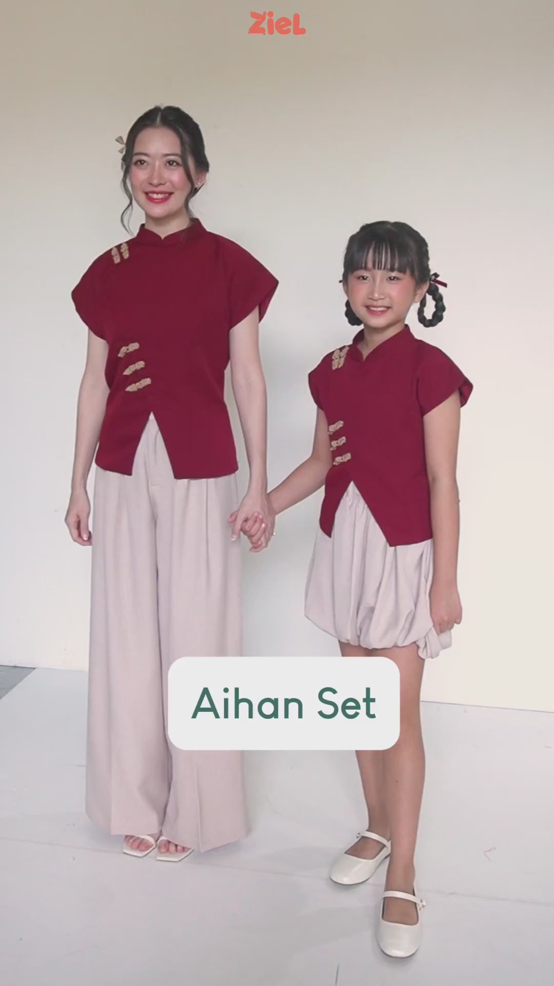 ⁠ZIEL KIDS - Aihan Set | CNY 2026 | Setelan Cheongsam Qipao Semiwool Premium | Couple Mom & Girl