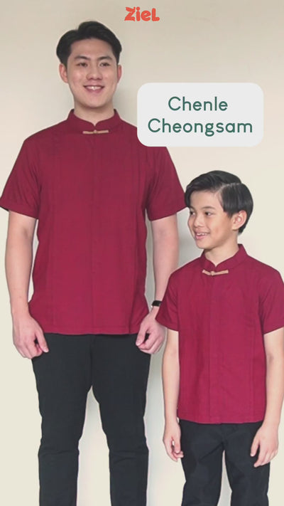⁠ZIEL KIDS - Chenle Cheongsam | CNY 2026 | Atasan Qipao Cotton Premium | Couple  Dad & Boy